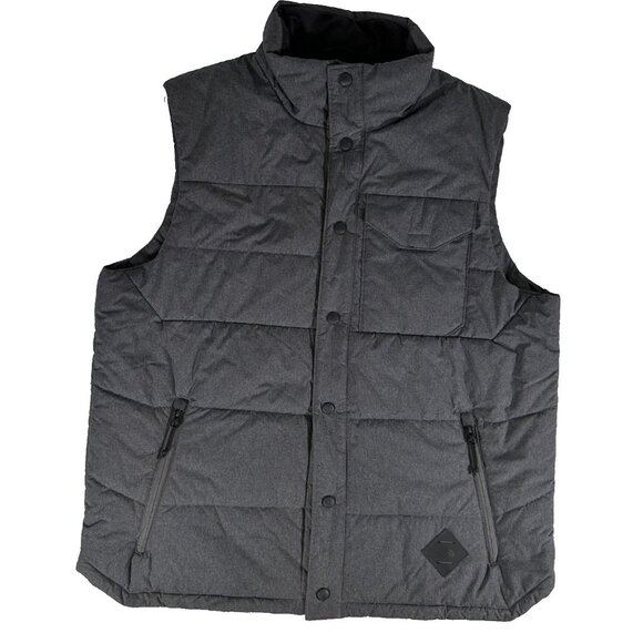 The NORTH FACE Quilted Puffer Vest Gray Full Snap Zipped Pockets Mens LARGE - Picture 1 of 8